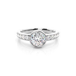 Full Bezel Setting Medium Side Stone Engagement Ring