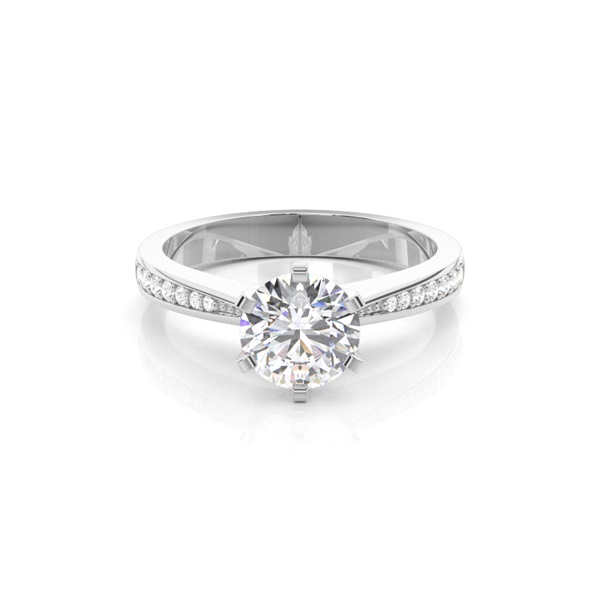 6 Prong Setting Medium Side Stone Engagement Ring
