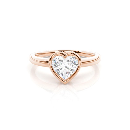 Heart Rose Gold Solitaire Diamond Rings