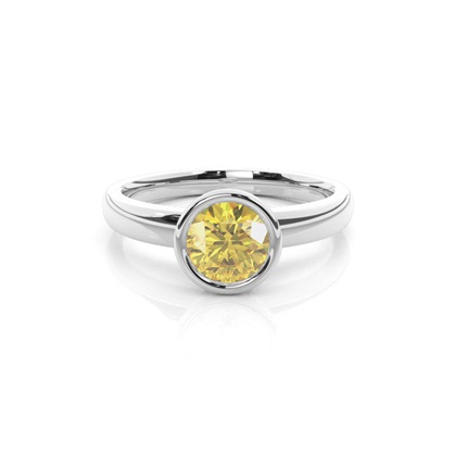 Bezel  Yellow Diamond Solitaire Engagement Ring