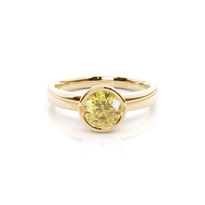 Bezel  Yellow Diamond Solitaire Engagement Ring