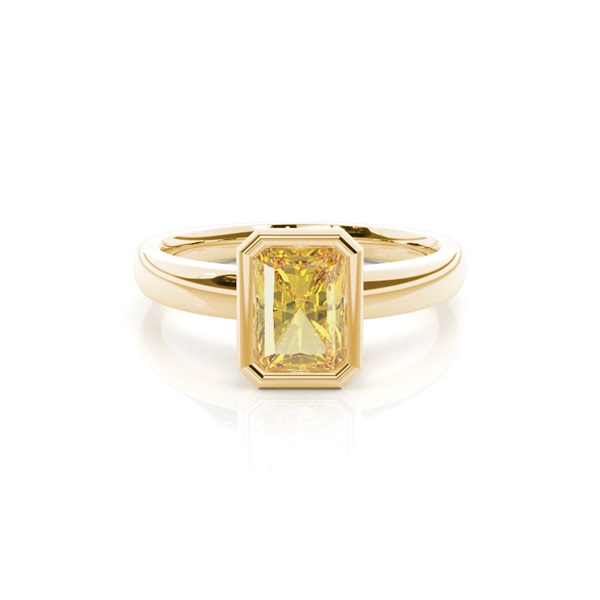 Bezel  Yellow Diamond Solitaire Engagement Ring