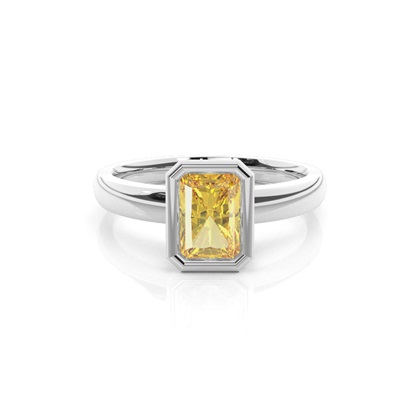Bezel  Yellow Diamond Solitaire Engagement Ring
