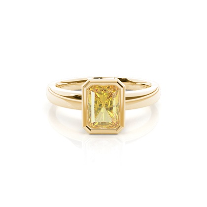 Bezel  Yellow Diamond Solitaire Engagement Ring