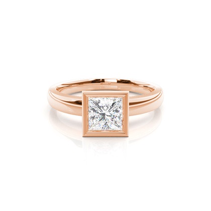 Princess Rose Gold Solitaire Engagement Rings