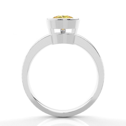Bezel  Yellow Diamond Solitaire Engagement Ring