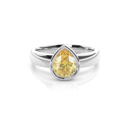 Bezel  Yellow Diamond Solitaire Engagement Ring