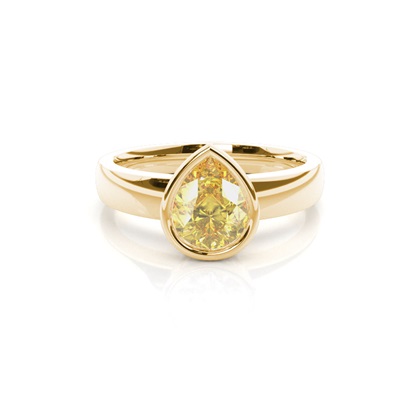 Bezel  Yellow Diamond Solitaire Engagement Ring