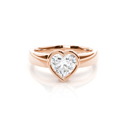 Heart Rose Gold Solitaire Diamond Rings