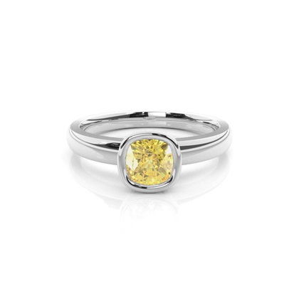 Bezel  Yellow Diamond Solitaire Engagement Ring