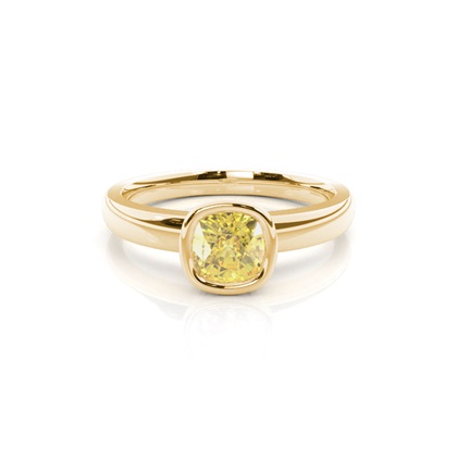 Bezel  Yellow Diamond Solitaire Engagement Ring
