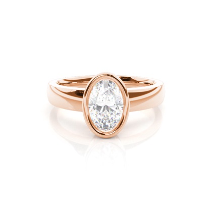 Oval Rose Gold Solitaire Diamond Engagement Rings