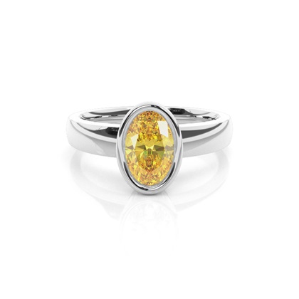 Bezel  Yellow Diamond Solitaire Engagement Ring