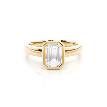Emerald Yellow Gold Solitaire Engagement Rings