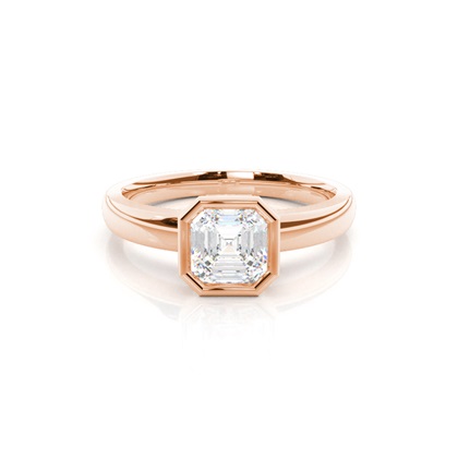 Asscher Rose Gold Solitaire Engagement Rings