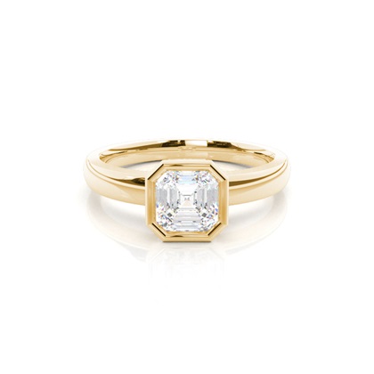 Asscher Yellow Gold Solitaire Engagement Rings