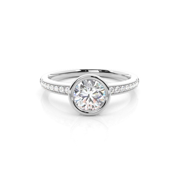 Full Bezel Setting Thin Side Stone Engagement Ring