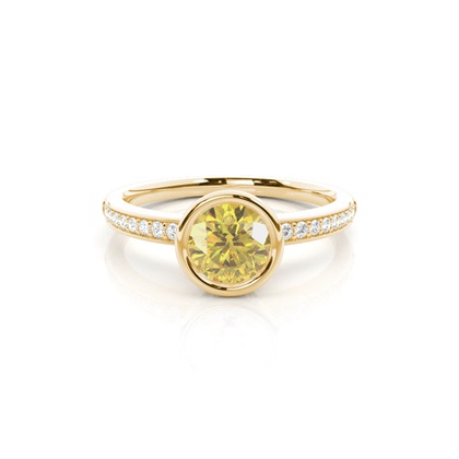 Bezel Side Stone Yellow Diamond Engagement Ring