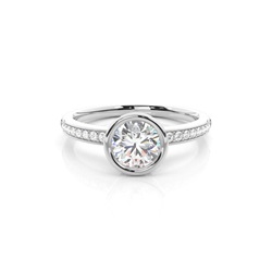 Full Bezel Setting Thin Side Stone Engagement Ring