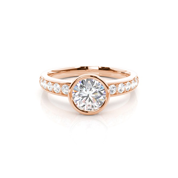 Full Bezel Setting Medium Side Stone Engagement Ring