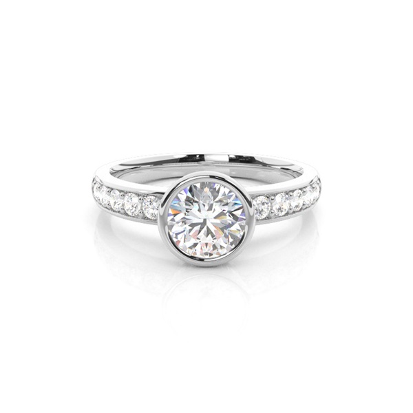 Full Bezel Setting Medium Side Stone Engagement Ring