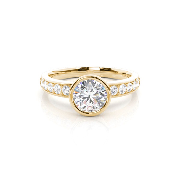 Full Bezel Setting Medium Side Stone Engagement Ring