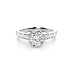Full Bezel Setting Medium Side Stone Engagement Ring