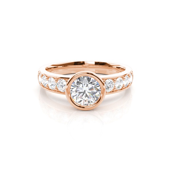 Full Bezel Setting Large Side Stone Engagement Ring