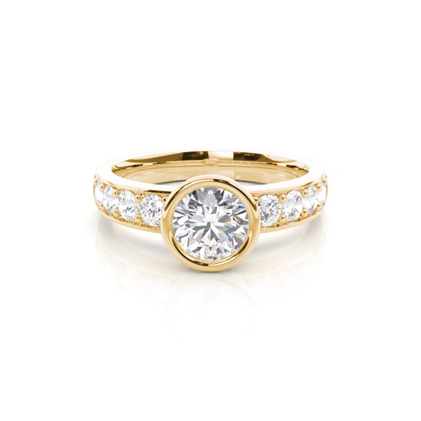 Full Bezel Setting Large Side Stone Engagement Ring