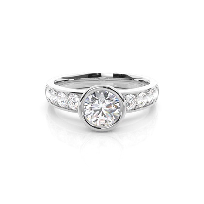 Full Bezel Setting Large Side Stone Engagement Ring