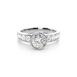 Full Bezel Setting Large Side Stone Engagement Ring