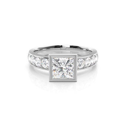 Princess Side Stone Diamond Engagement Rings
