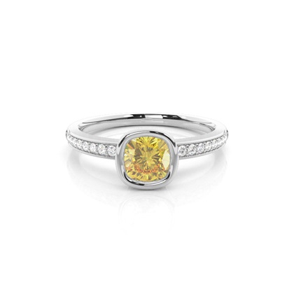 Bezel Side Stone Yellow Diamond Engagement Ring