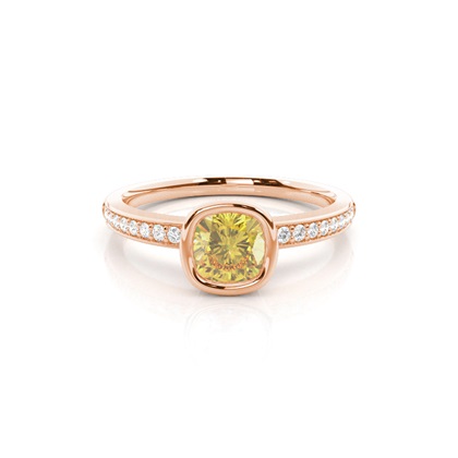 Bezel Side Stone Yellow Diamond Engagement Ring