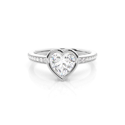 Heart Side Stone Diamond Engagement Rings