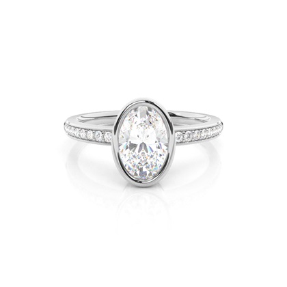 Oval Seitensteine Verlobungsringe