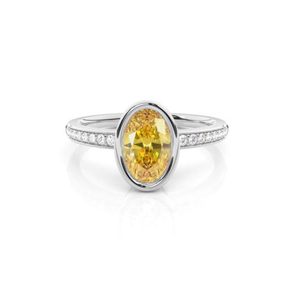 Bezel Side Stone Yellow Diamond Engagement Ring