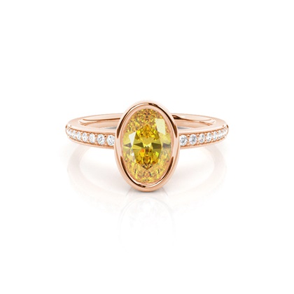 Bezel Side Stone Yellow Diamond Engagement Ring