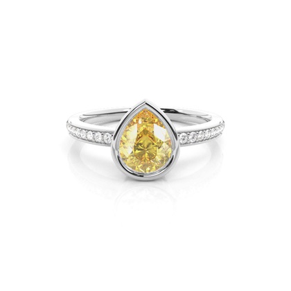 Bezel Side Stone Yellow Diamond Engagement Ring