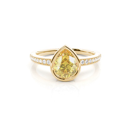 Bezel Side Stone Yellow Diamond Engagement Ring