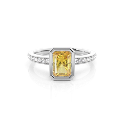 Bezel Side Stone Yellow Diamond Engagement Ring