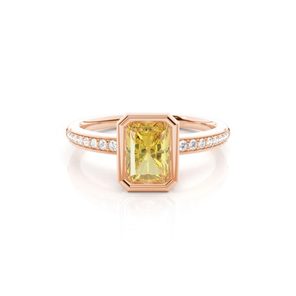 Bezel Side Stone Yellow Diamond Engagement Ring