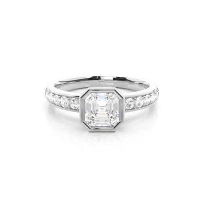 Asscher Side Stone Diamond Engagement Rings