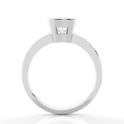 Cushion Side Stone Diamond Engagement Rings