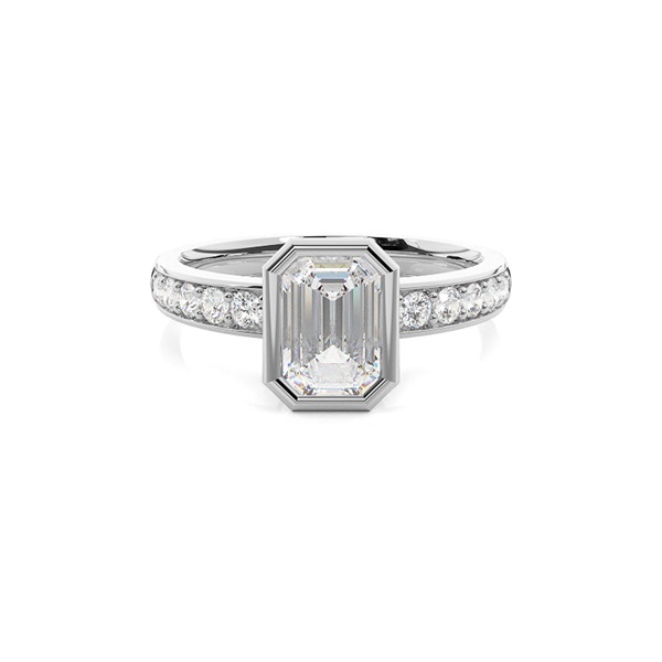 Full Bezel Setting Medium Side Stone Engagement Ring
