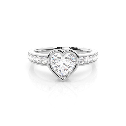 Heart Side Stone Diamond Engagement Rings