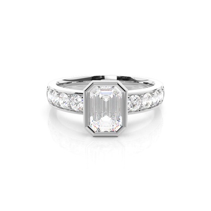 Emerald Side Stone Diamond Engagement Rings