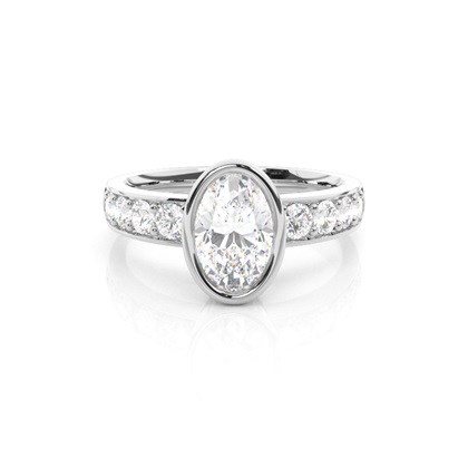Oval Side Stone Diamond Engagement Rings
