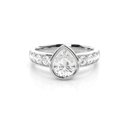 Pear Side Stone Diamond Engagement Rings