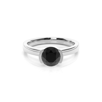 Semi Bezel Setting Medium Engagement Black Diamond Ring